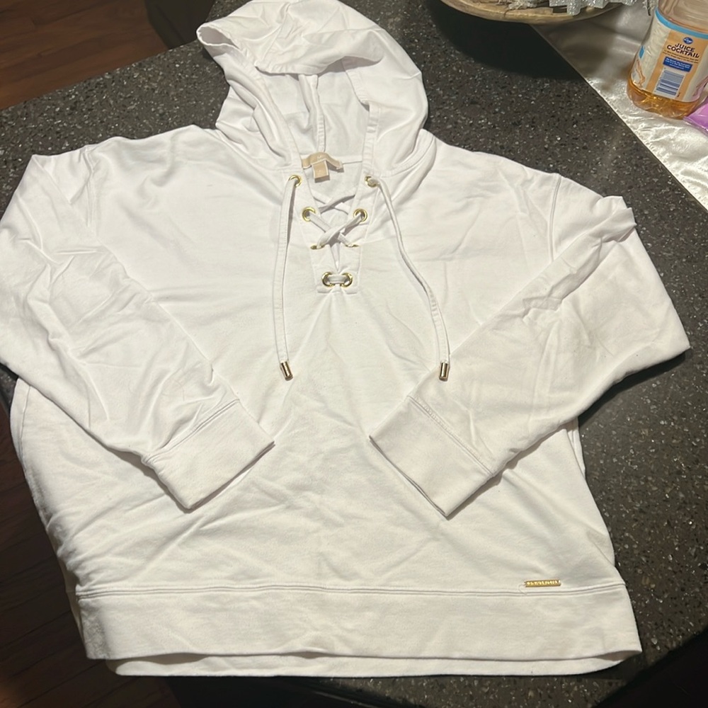 MICHAEL Michael Kors White Lace-Up Hoodie